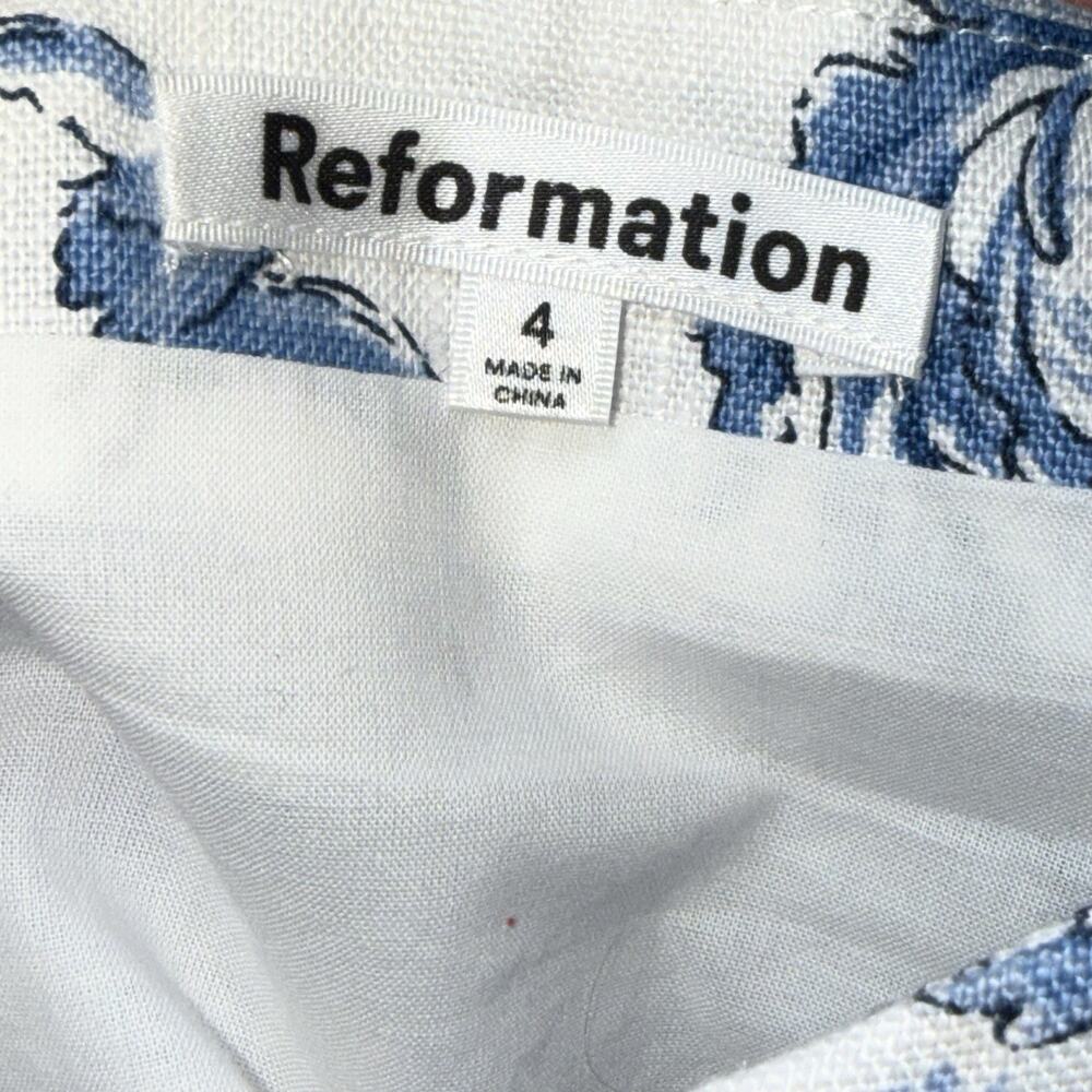Reformation Women’s Kimberly Linen Top Blue White Size 4 - Picture 5 of 6